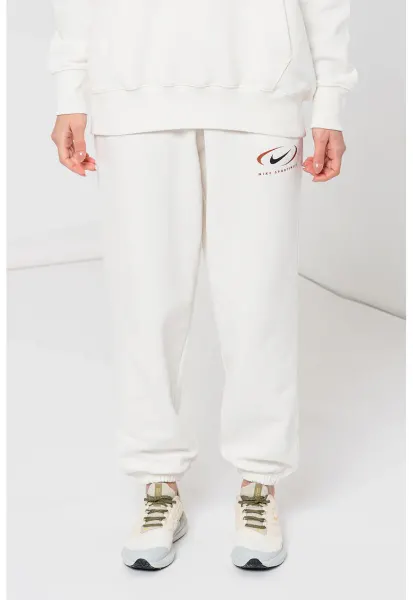 Pantaloni de trening relaxed fit cu snur de ajustare - Alb