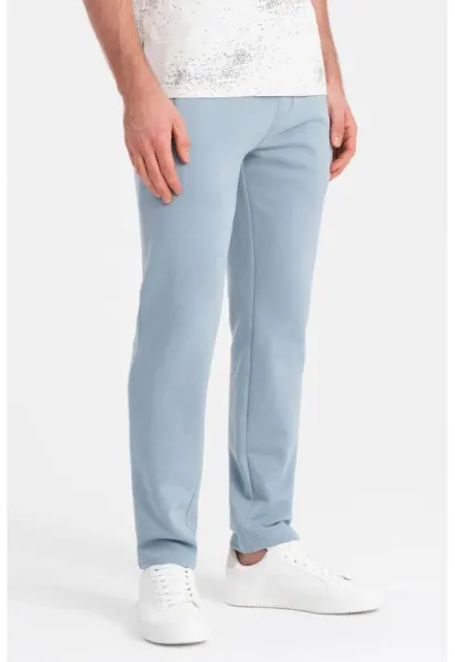 Pantaloni de trening slim fit cu buzunare laterale - Albastru pastel