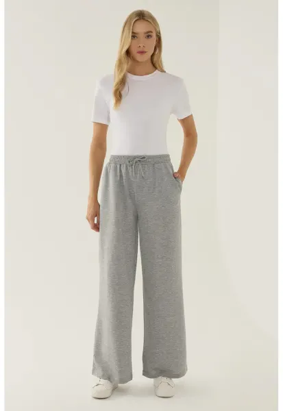 Pantaloni de trening -  talie elastica - croiala larga - Gri - Gri