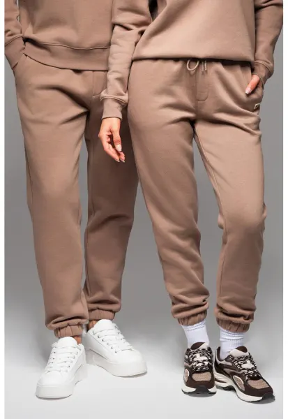 Pantaloni de trening unisex cu model uni - Maro camel