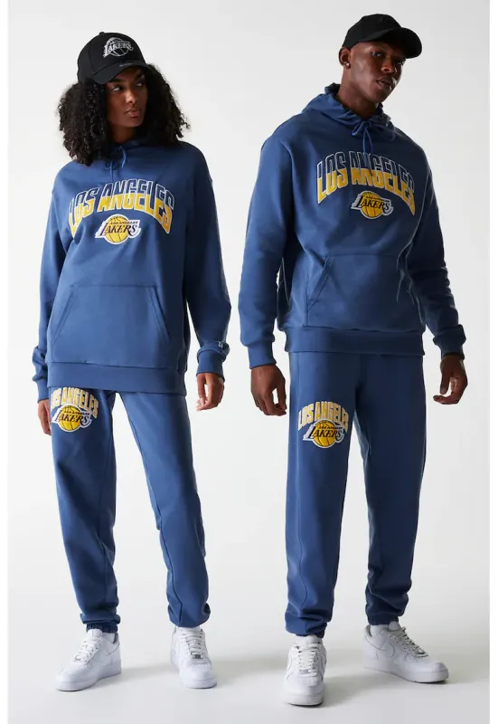 Pantaloni de trening unisex LA Lakers - Albastru pastel/Galben
