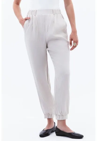 Pantaloni jogger cu model zebra Jak - Alb