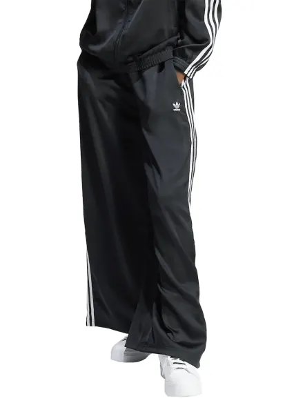 Pantaloni palazzo de trening cu talie inalta - Alb/Negru stins