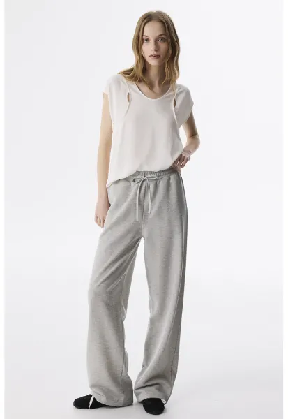 Pantaloni relaxed fit de trening cu snur - Gri deschis