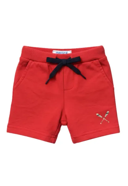 Pantaloni scurti baieti  scurti - cu snur - din trening - rosii - 68