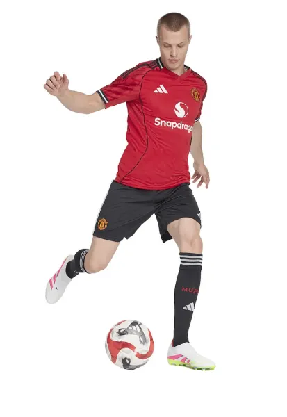 Pantaloni scurti cu logo pentru fotbal - Negru