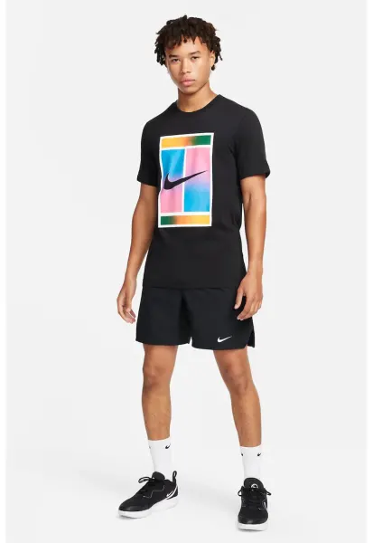 Pantaloni scurti cu tehnologie Dri Fit pentru tenis Court Victory - Alb/Negru stins