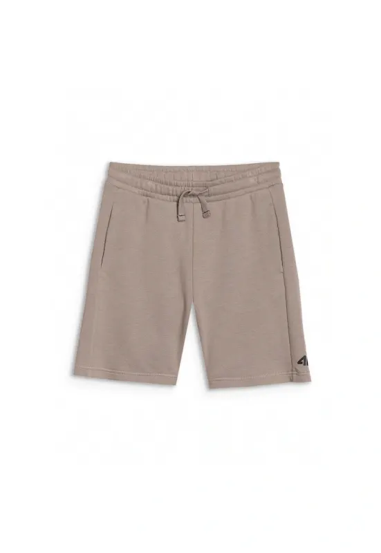 Pantaloni scurti de trening pentru baieti bej - bumbac si poliester