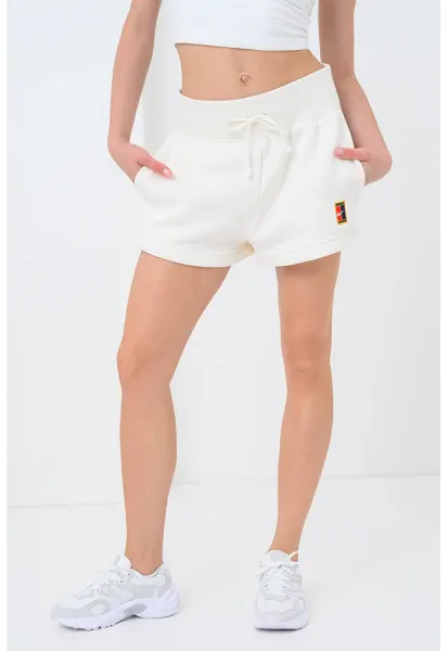 Pantaloni scurti lejeri cu talie inalta pentru tenis - Crem