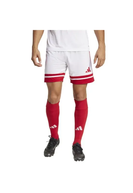 Pantaloni scurti sport barbati Squadra - poliester - alb/rosu
