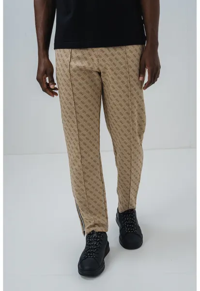Pantaloni slim fit cu monograma - pentru fitness - Maro camel