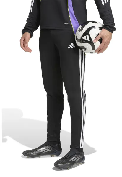 Pantaloni slim fit pentru fotbal Tiro24 - Alb/Negru stins