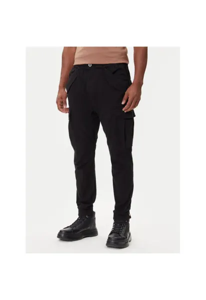 Pantaloni sport barbati -  bumbac/elastan - negru