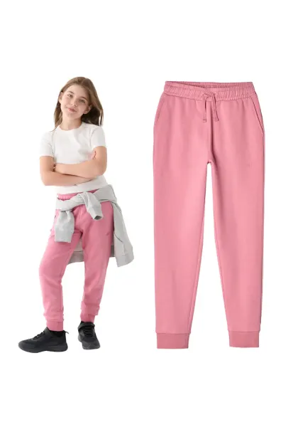 Pantaloni sport copii  roz - bumbac - set cu buzunare