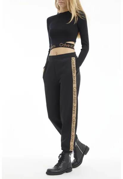 Pantaloni sport cu imprimeu logo - Negru