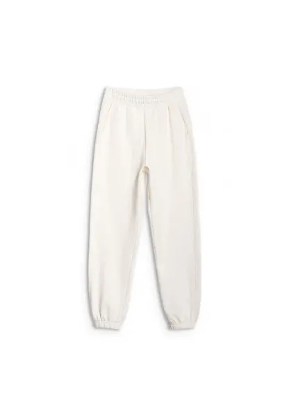 Pantaloni sport dama  jogger - alb - bumbac 80% - primavara-vara 2025