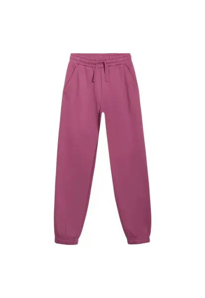 Pantaloni sport  F1249 - bumbac - cu buzunare laterale - banda elastica ajustabila - roz