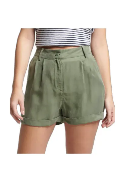 Pantaloni sport femei - SUPERDRY - viscoza - talie inalta - verde -