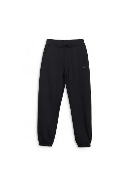 Pantaloni sport pentru fete - negru - bumbac - croiala normala - 2 buzunare