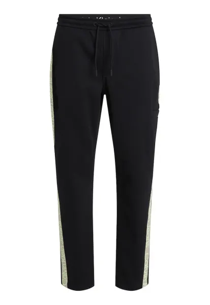 Pantaloni sport relaxed fit cu benzi laterale cu logo - Negru