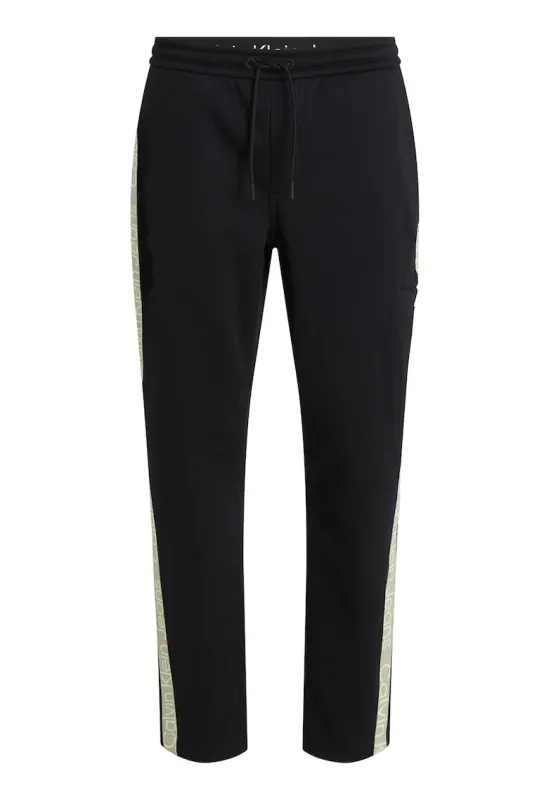 Pantaloni sport relaxed fit cu benzi laterale cu logo - Negru