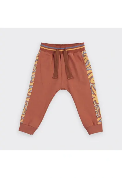 Pantaloni sport  - Wave Crew - Portocaliu cu model - pentru baietei - Caramiziu