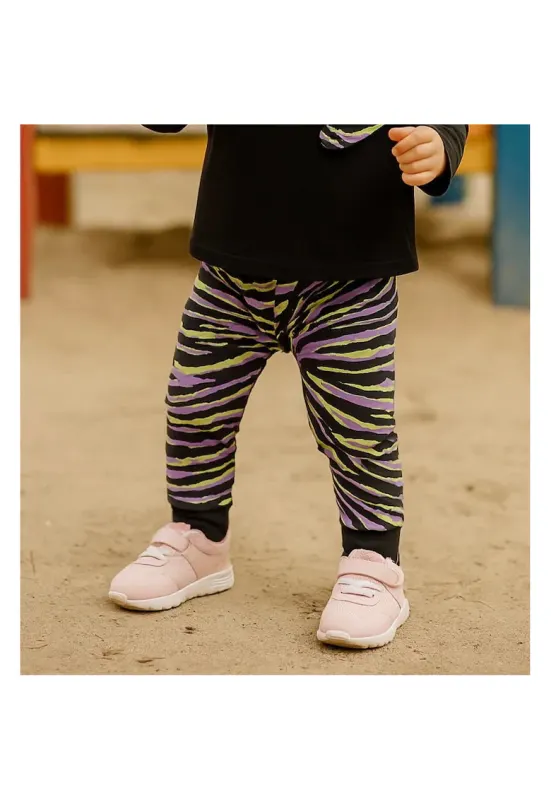 Pantaloni sport  - Zebra - Negru si Mov - pentru fetite - Negru