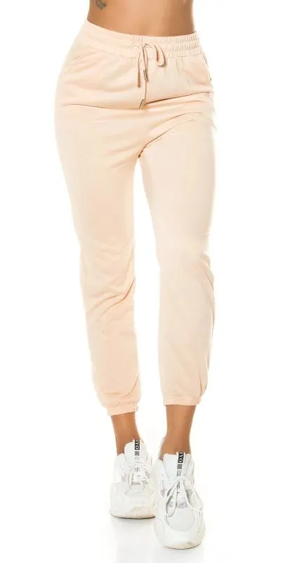 Pantaloni trening de dama, bumbac, bej Malva