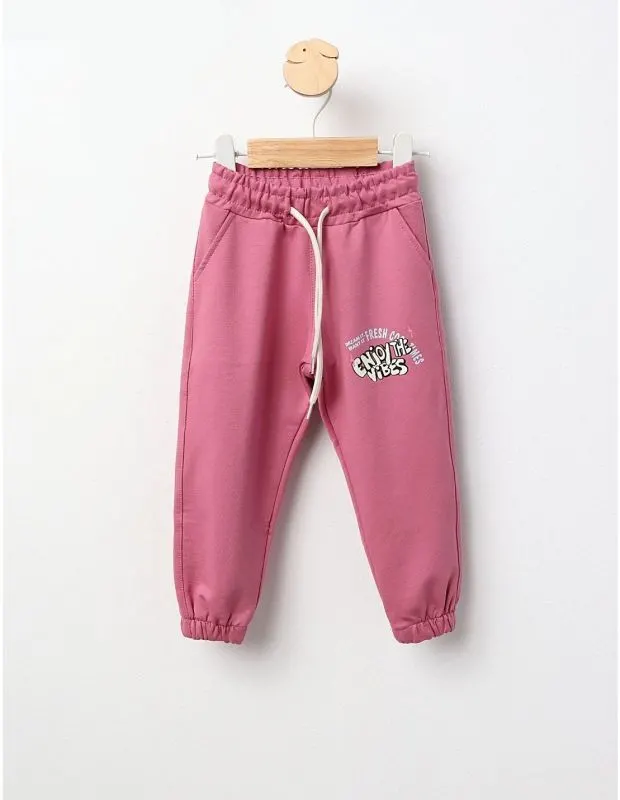 Pantaloni trening ENJOY THE VIBES roz pal