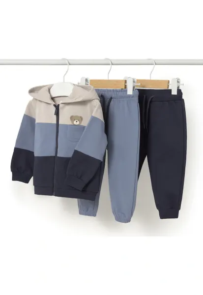 Set 2 perechi pantaloni trening si bluza  bumbac - Albastru