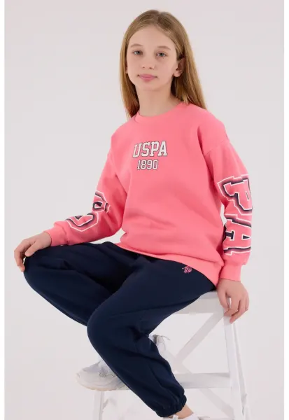 Set de bluza de trening si pantaloni de trening - 2 piese - Albastru ultramarin/Roz aprins/Alb optic