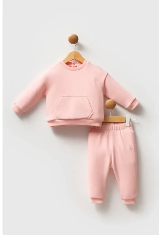 Set de bluza de trening si pantaloni de trening - Roz somon