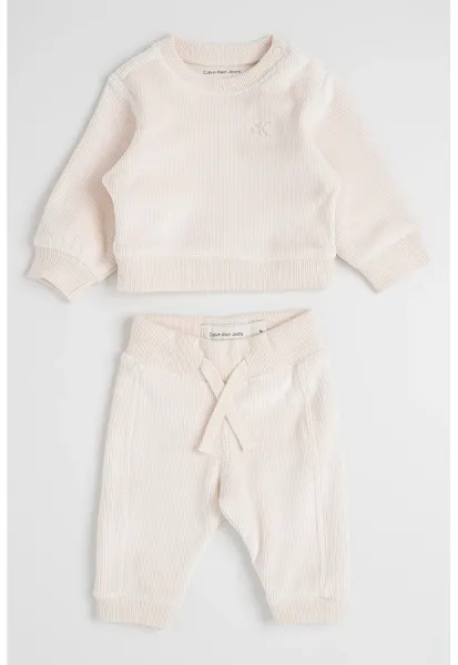 Set de bluza si pantaloni de trening - Crem