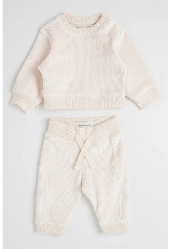 Set de bluza si pantaloni de trening - Crem