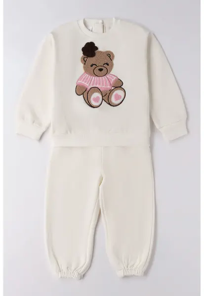 Set de bluza si pantaloni de trening - Maro/Crem
