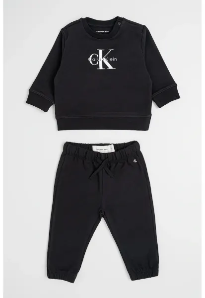 Set de pantaloni de trening si bluza de trening din amestec de bumbac organic - Negru