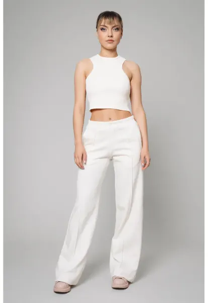 Set de top crop si pantaloni de trening - Alb