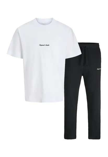 Set de tricou si pantaloni de trening - Alb/Negru