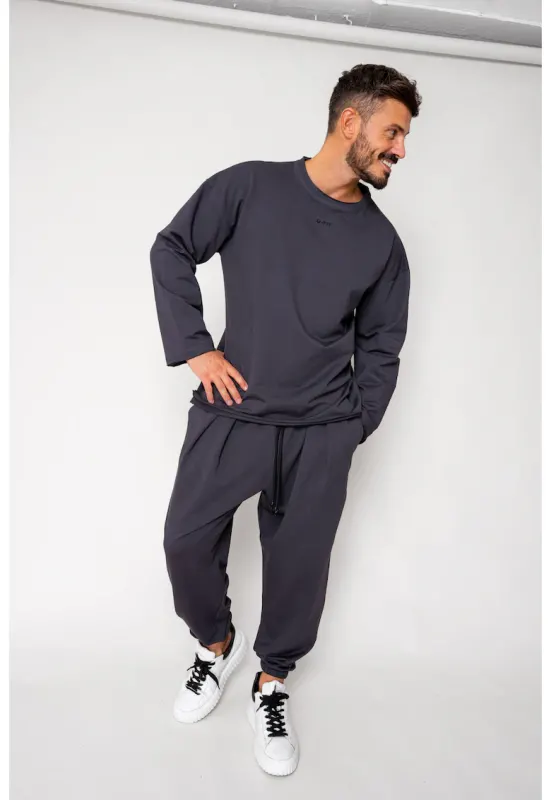 Set Flex Bluza Oversized si pantalon Baggy Grey Anthracite 18052