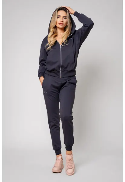 Set HyperA hanorac cu fermoar si pantalon Grey Anthracite Gri cenusa