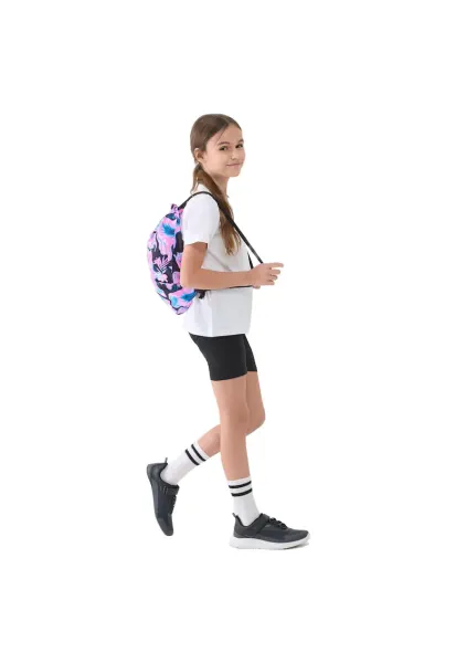 Set sport  pentru fete - tricou/pantaloni scurti/rucsac - bumbac - multicolor
