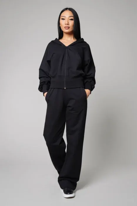 Set Volla hanorac cu fermoar si pantalon lung Black