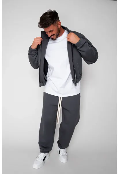 Set Winter Jacheta cu fermoar si pantalon drept Grey Anthracite 19421