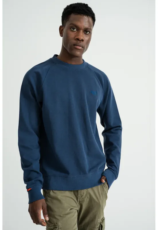 SUPERDRY - Bluza de trening texturata cu maneci raglan Essential - Albastru inchis