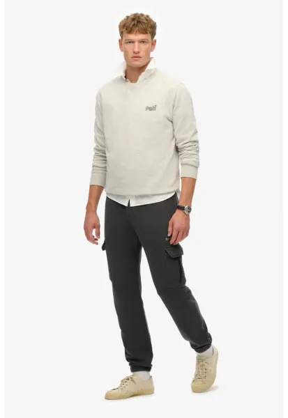 SUPERDRY - Pantaloni de trening cargo din amestec de bumbac - Negru stins
