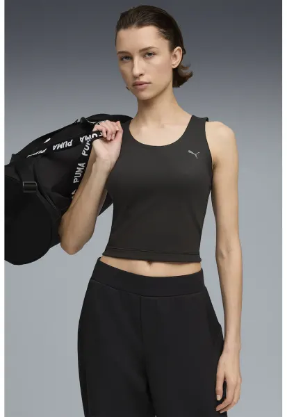 Top crop cu model rasucit pe spate - pentru fitness - Negru