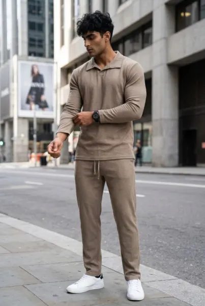 Trening barbati slim fit maro Pantaloni + Hanorac 7500 D11-2