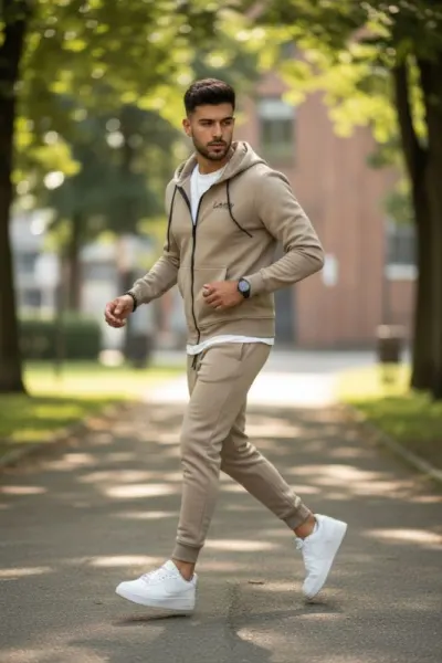 Trening barbati slim fit maro, Pantaloni + Hanorac, vatuit  RM60 I4-4.2