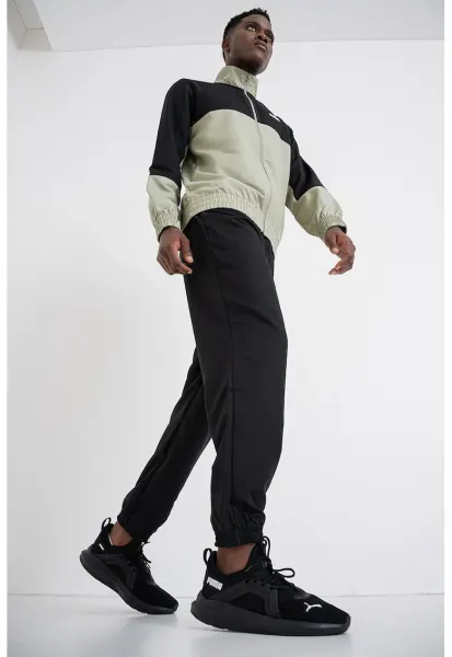 Trening colorblock cu fermoar - Negru/Verde pal