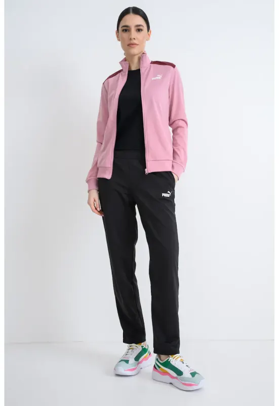 Trening cu fermoar si detalii logo - Negru/Roz pastel